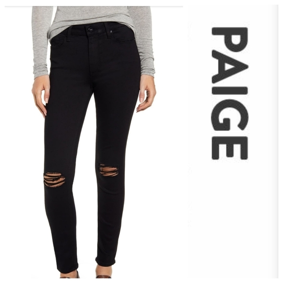 PAIGE Hoxton Ankle Blackbird Destructed Jeans - Picture 1 of 12